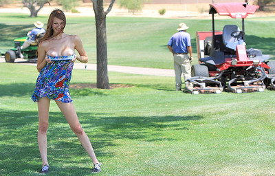 Holly in Holly flashes on the golf coarse from FTV Girls