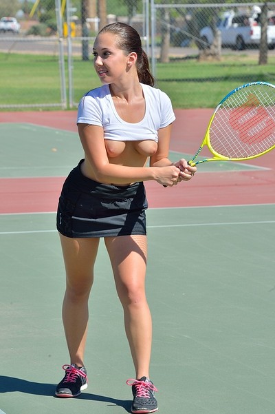 Jenna in Girl fooling around a tennis court from FTV Girls